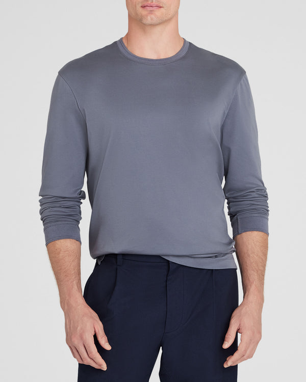 club monaco Long-Sleeve Refined Crew Tee Slate Blue