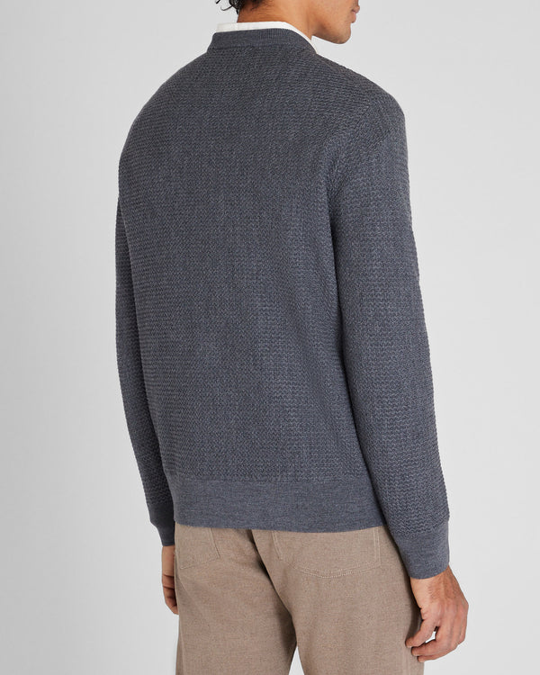Club Monaco Long-Sleeve Refined Wool Sweater Dark Grey Mix