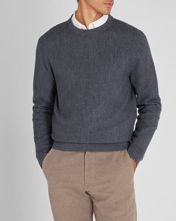 club monaco Long-Sleeve Refined Wool Sweater Dark Grey Mix