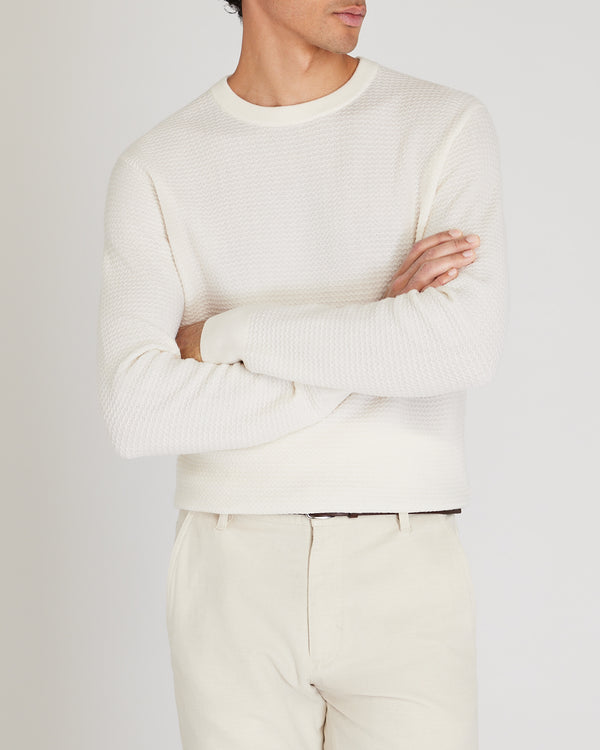 club monaco Long-Sleeve Refined Wool Sweater Off White