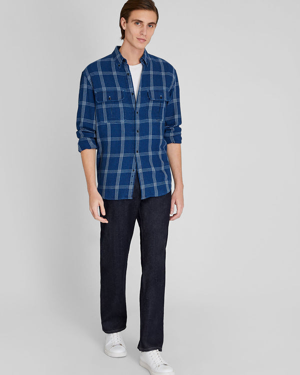 Club Monaco Long-Sleeve Relaxed Indigo Twill Shirt Jacket Medium Denim