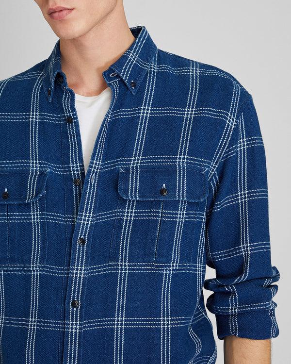 Club Monaco Long-Sleeve Relaxed Indigo Twill Shirt Jacket Medium Denim