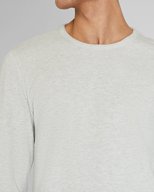 Club Monaco Long-Sleeve Ribbed Slub Tee Light Heather Grey
