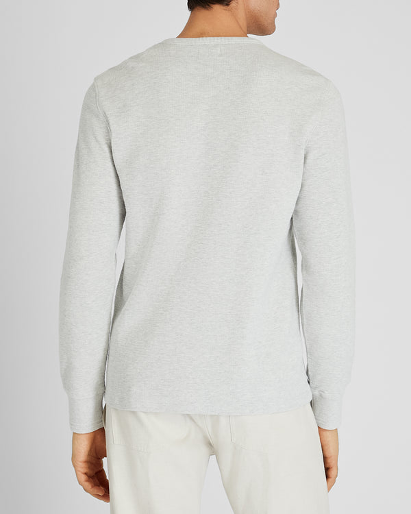 Club Monaco Long-Sleeve Ribbed Slub Tee Light Heather Grey