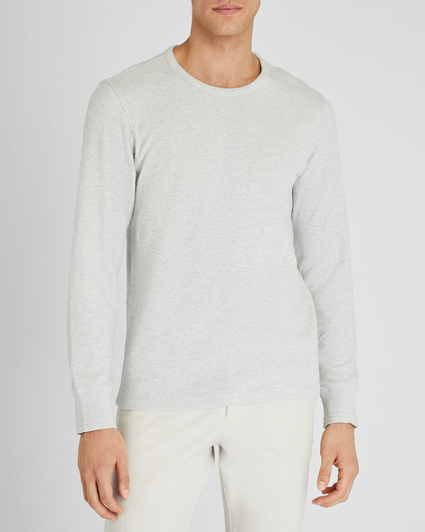 club monaco Long-Sleeve Ribbed Slub Tee Light Heather Grey