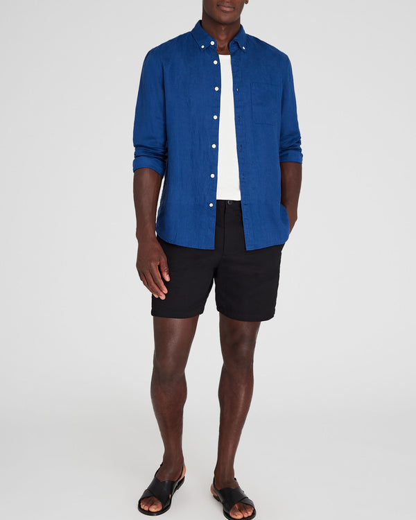 Club Monaco Long-Sleeve Solid Linen Shirt Blue Base