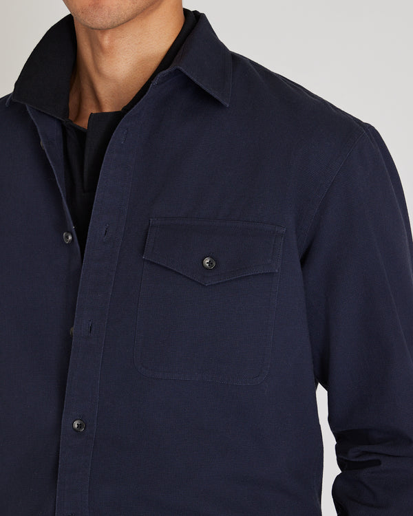 Club Monaco Long-Sleeve Standard Texture Shirt Dark Blue