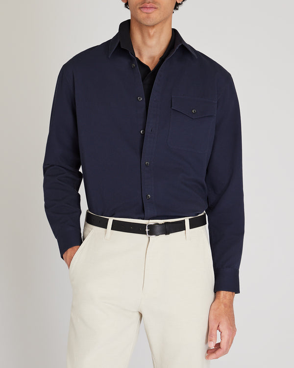 club monaco Long-Sleeve Standard Texture Shirt Dark Blue