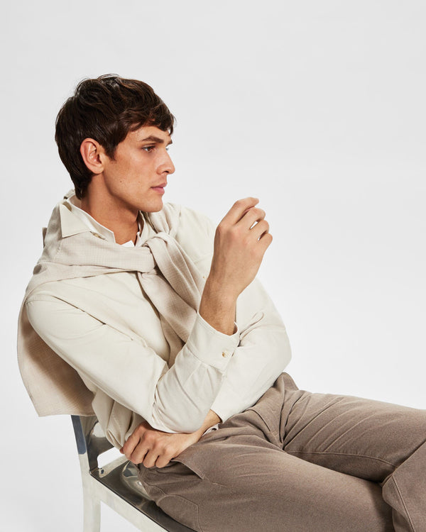 Club Monaco Long-Sleeve Standard Texture Shirt Pale Grey