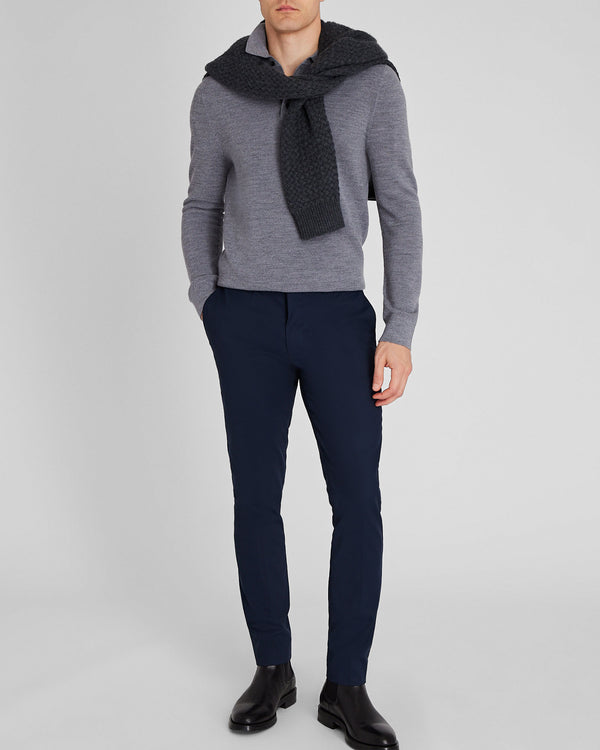 Club Monaco Long-Sleeve Stitch Wool Polo Medium Heather Grey