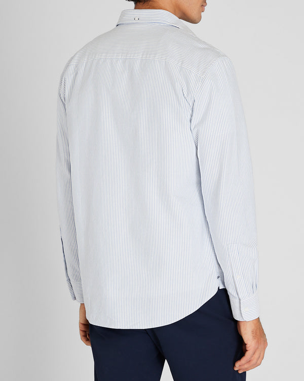 Club Monaco Long-Sleeve Striped Oxford Shirt Blue Stripe