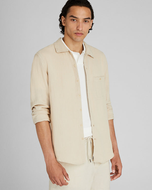 club monaco Long-Sleeve Summer Doubleface Shirt Stripe - Light Blue