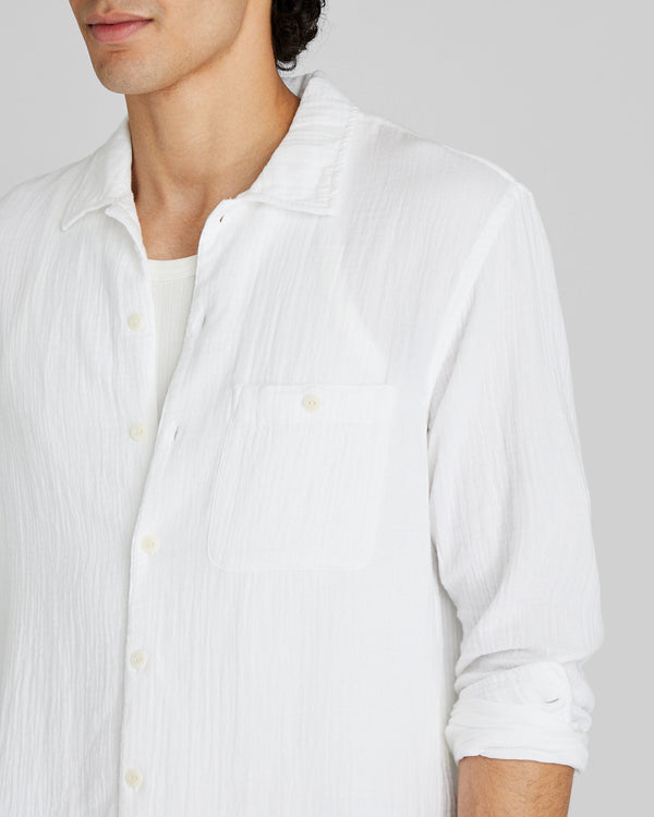 Club Monaco Long-Sleeve Summer Doubleface Shirt White Base