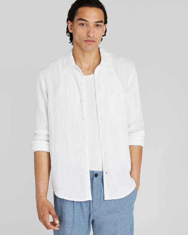 club monaco Long-Sleeve Summer Doubleface Shirt White Base