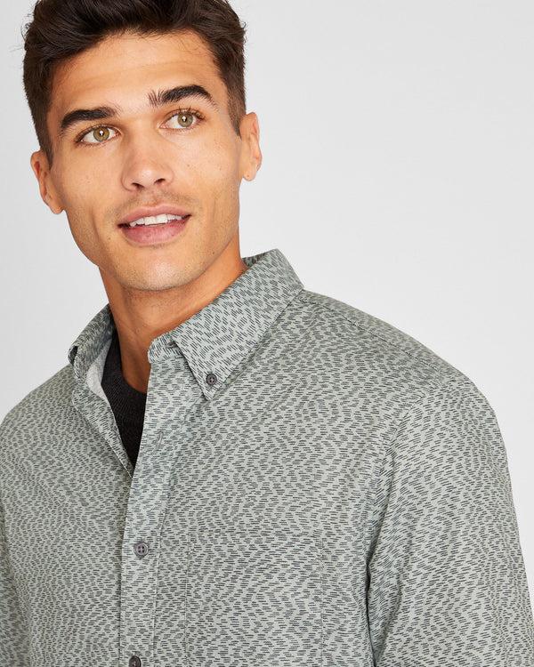 Club Monaco Long-Sleeve Textured Print Poplin Shirt Multi