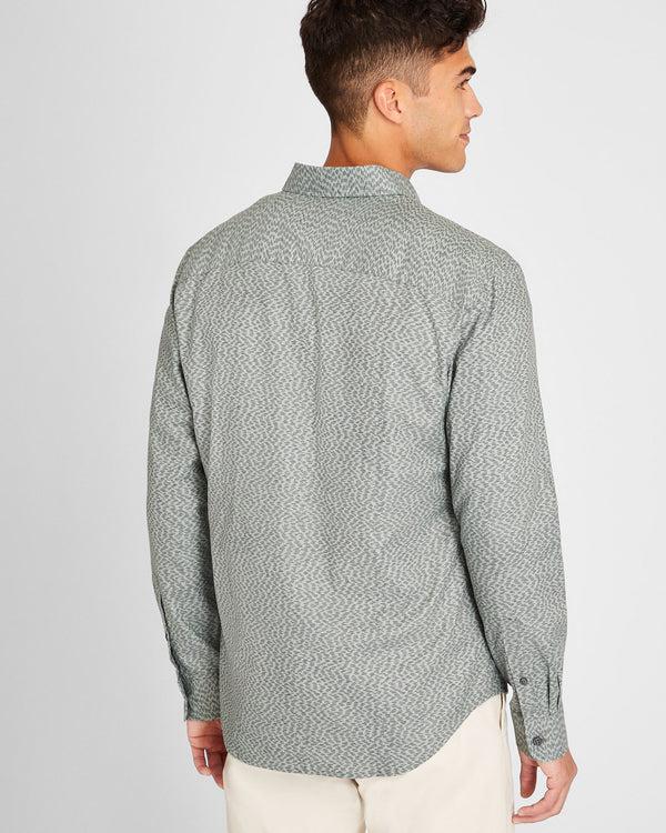 Club Monaco Long-Sleeve Textured Print Poplin Shirt Multi