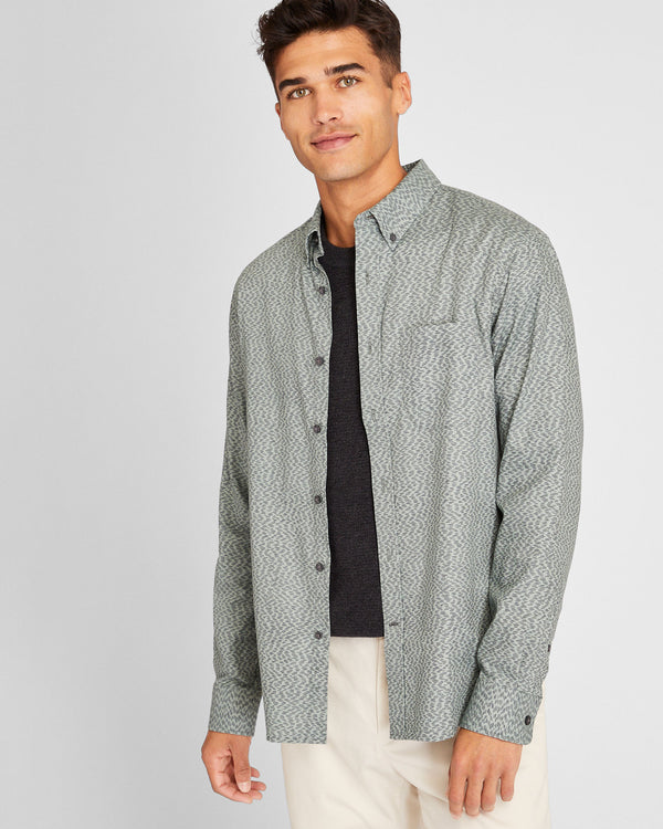 club monaco Long-Sleeve Textured Print Poplin Shirt Multi