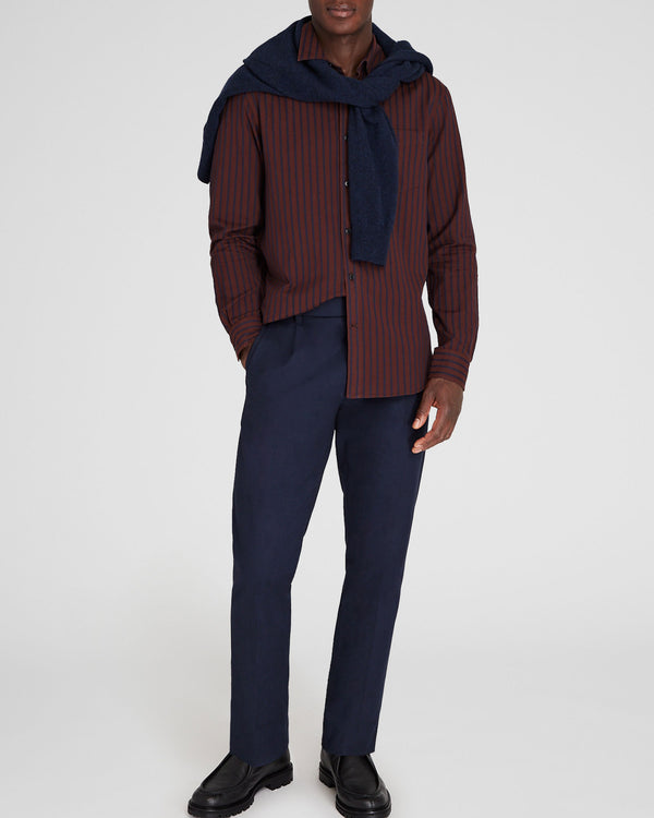 Club Monaco Long-Sleeve Textured Stripe Shirt Burgundy Mix