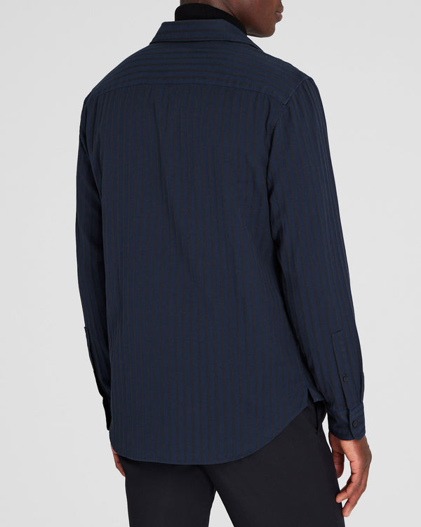 Club Monaco Long-Sleeve Textured Stripe Shirt Navy Base
