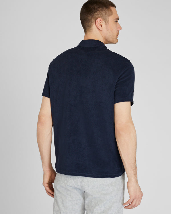 Club Monaco Loop Terry Johnny Collar Polo True Navy