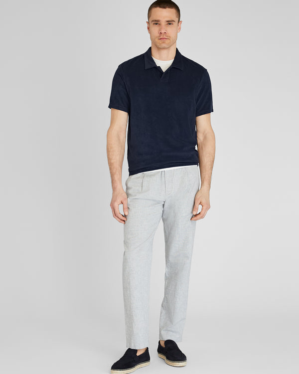Club Monaco Loop Terry Johnny Collar Polo True Navy