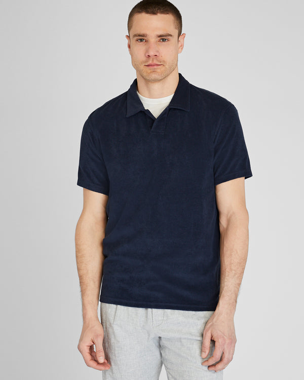 club monaco Loop Terry Johnny Collar Polo True Navy