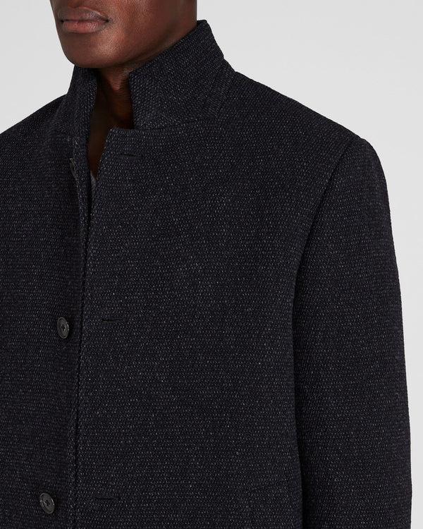 Club Monaco Loukas Patterned Funnel Neck Coat Navy Mix