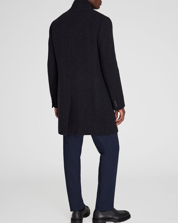 Club Monaco Loukas Patterned Funnel Neck Coat Navy Mix