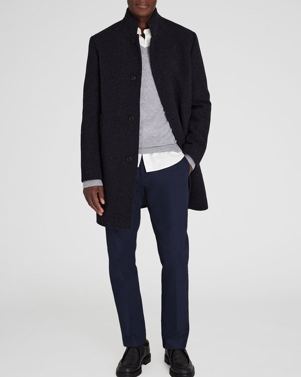 club monaco Loukas Patterned Funnel Neck Coat Navy Mix