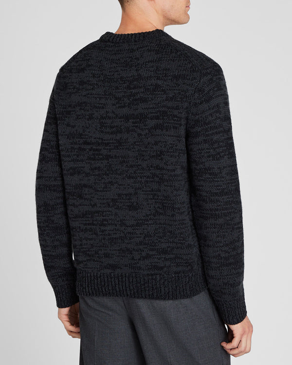 Club Monaco Marl Slub Wool Blend Crewneck Black Mix