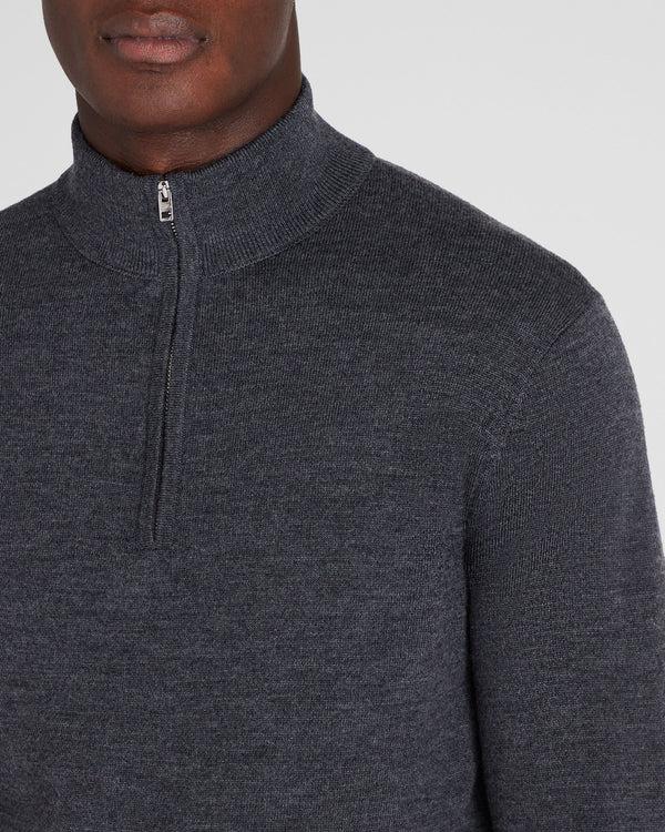 Club Monaco Merino Quarter-Zip Sweater Dark Charcoal