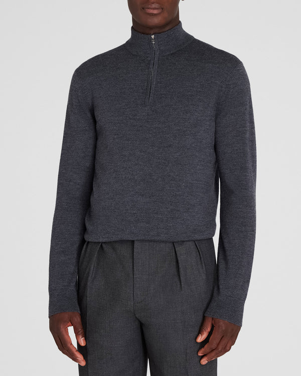 club monaco Merino Quarter-Zip Sweater Dark Charcoal