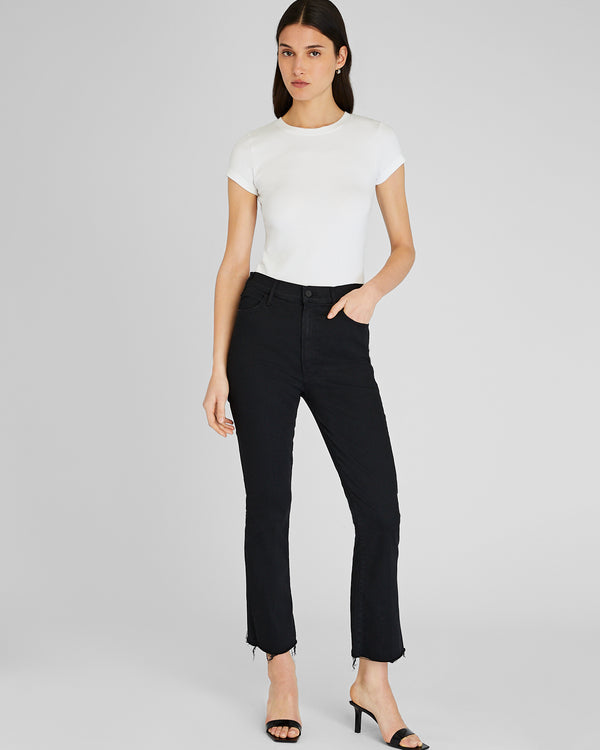 club monaco MOTHER The Hustler Ankle Fray Jeans Black Denim