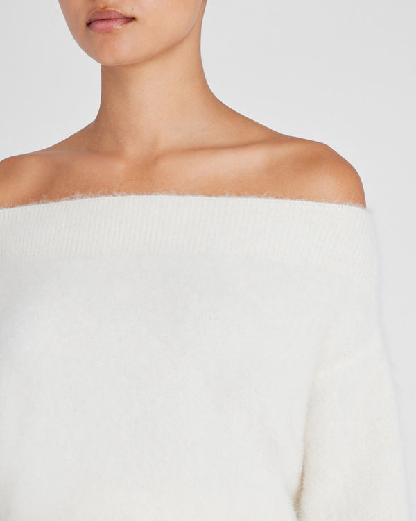 Club Monaco Off-The-Shoulder Alpaca Blend Sweater Ivory