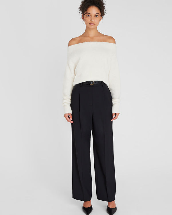 Club Monaco Off-The-Shoulder Alpaca Blend Sweater Ivory