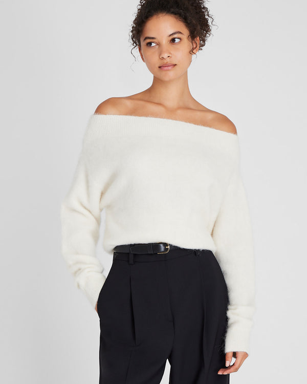 club monaco Off-The-Shoulder Alpaca Blend Sweater Ivory