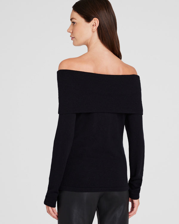 Club Monaco Off-The-Shoulder Cashmere Sweater Black
