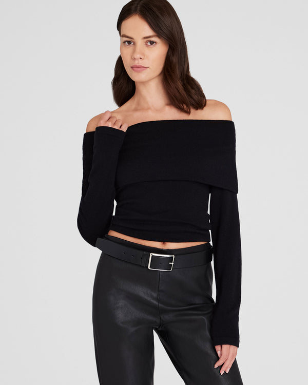 club monaco Off-The-Shoulder Cashmere Sweater Black