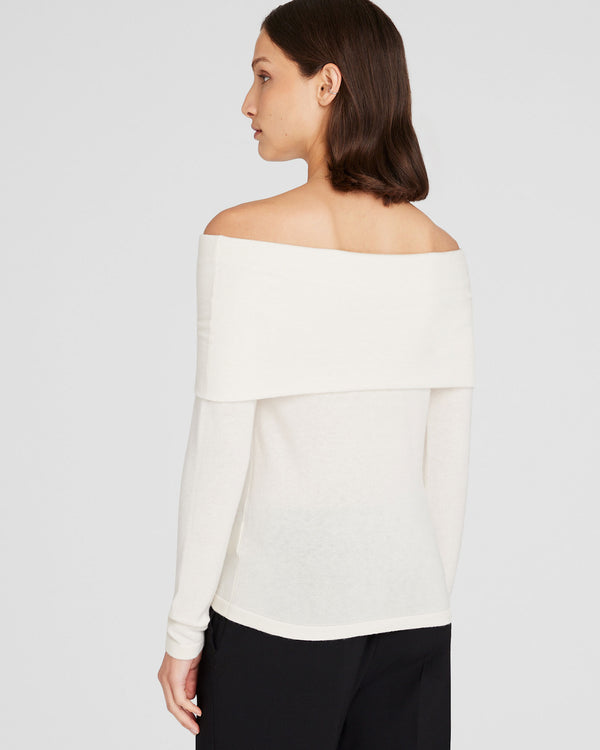 Club Monaco Off-The-Shoulder Cashmere Sweater Ivory