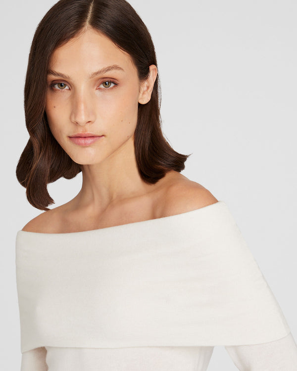 Club Monaco Off-The-Shoulder Cashmere Sweater Ivory
