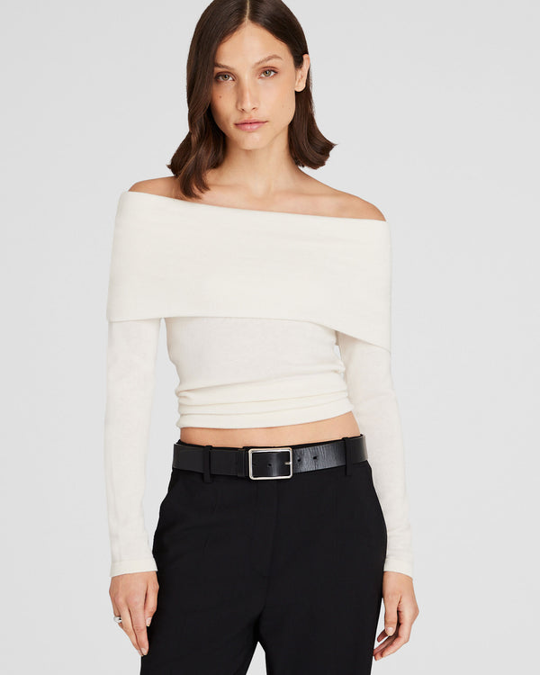 club monaco Off-The-Shoulder Cashmere Sweater Ivory
