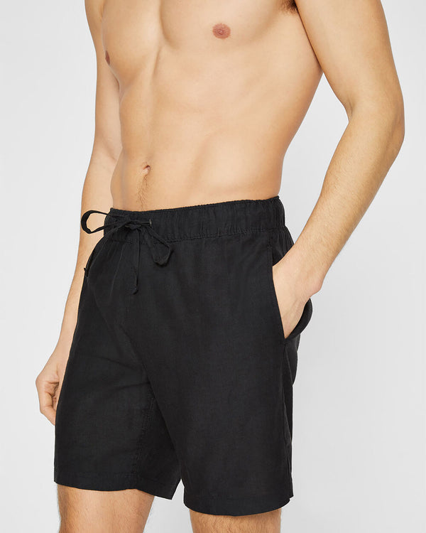 Club Monaco Onia Linen Blend Solid Swim Trunks Black