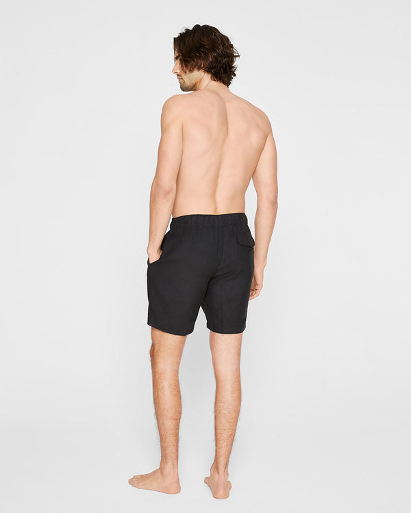 Club Monaco Onia Linen Blend Solid Swim Trunks Black