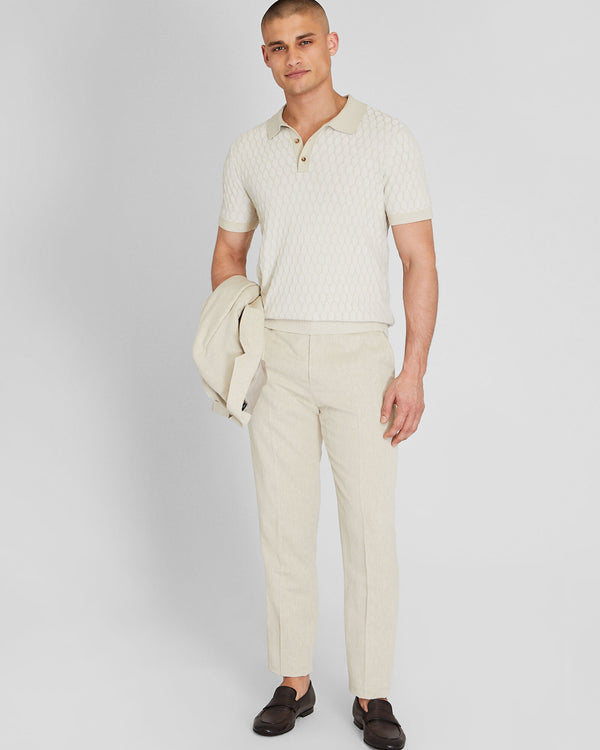 Club Monaco Plaited Diamond Short Sleeve Polo Khaki Base