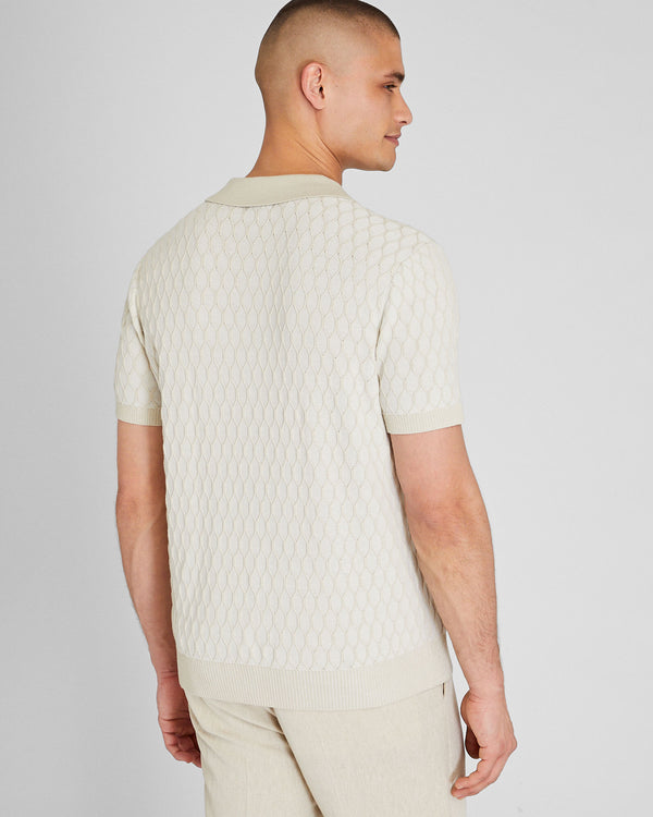 Club Monaco Plaited Diamond Short Sleeve Polo Khaki Base