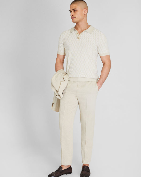 Club Monaco Plaited Diamond Short Sleeve Polo Khaki Base