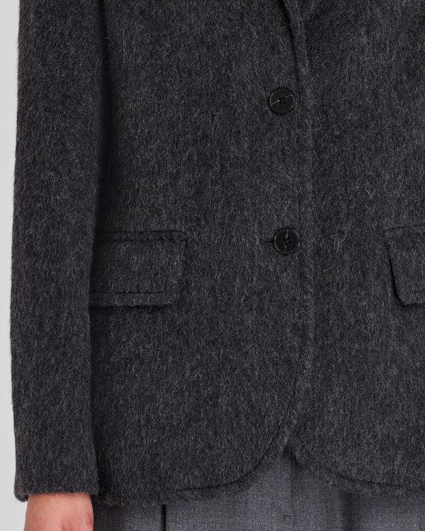 Club Monaco Plush Single-Breasted Wool Blazer Dark Grey Mix