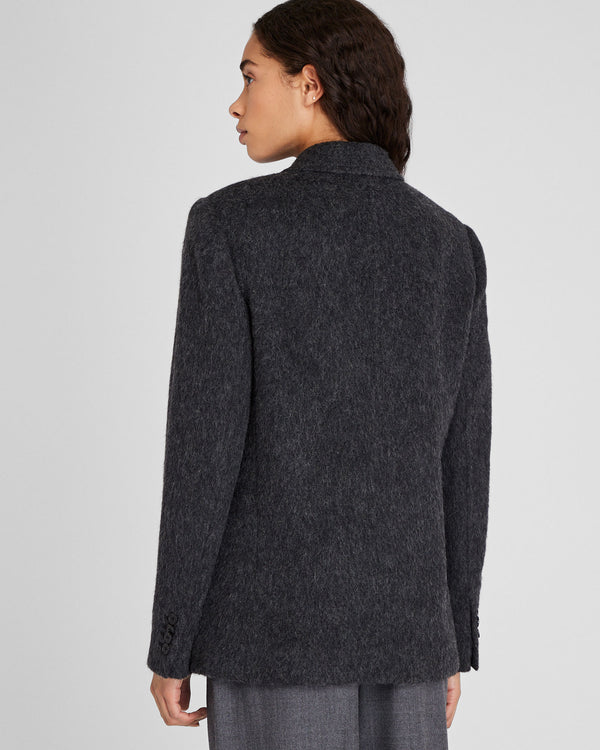 Club Monaco Plush Single-Breasted Wool Blazer Dark Grey Mix