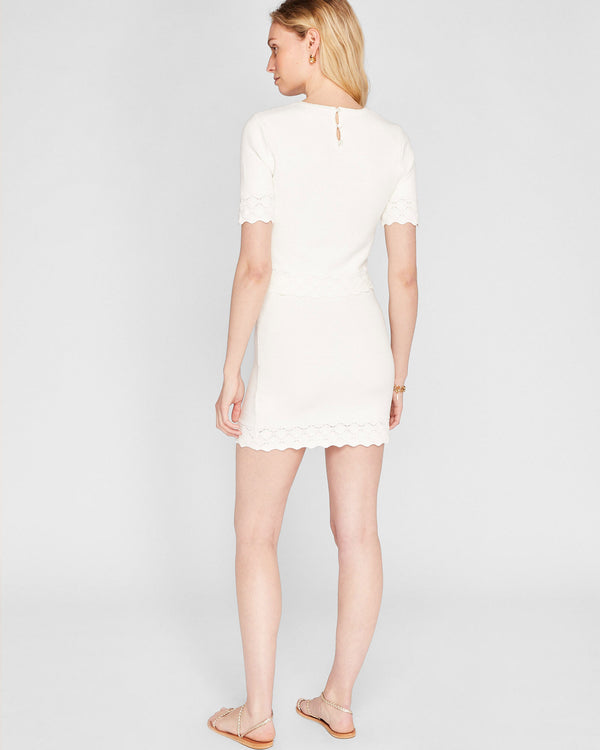 Club Monaco Pointelle Detail Mini Skirt Blanc De Blanc