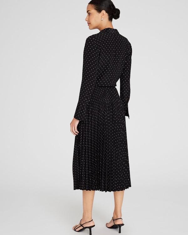 Club Monaco Polka Dot Pleated Midi Skirt Black Base